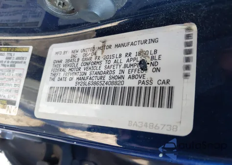 2005 Pontiac Vibe z USA, uszkodzony, nr VIN 5Y2SL63865Z408820